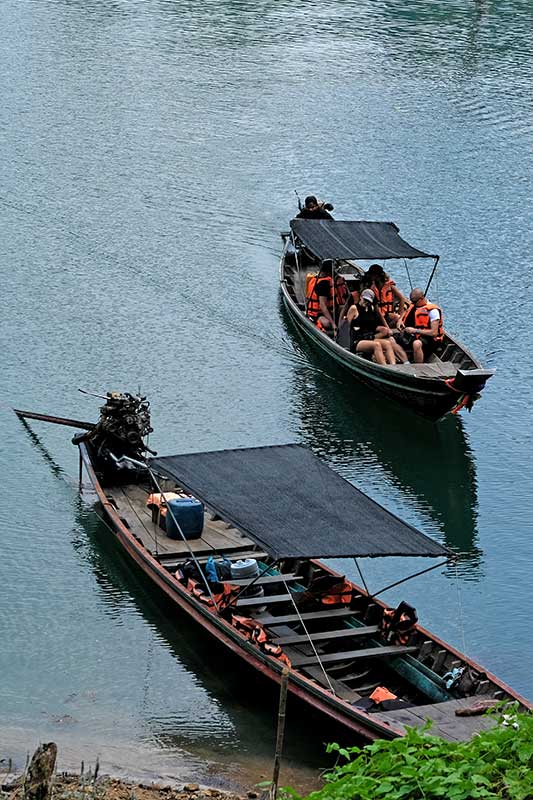 Boats on Cheow Lan lake Boats on Cheow Lan lake